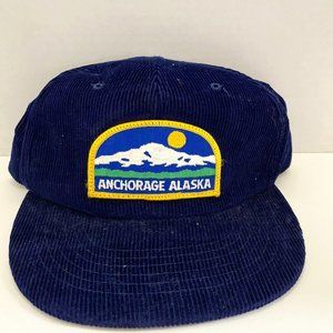 Vintage Corduroy Adjustable Hat Made In Korea Alaska Embroidery